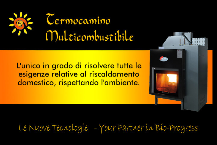 Termocamino multicombustibile Helio tecnologie distribuito da Le nuove tecnologie